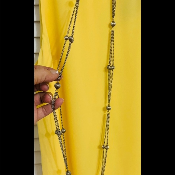 25” Long 3 Strand Vintage Station Necklace with Ribbed Round Beads - Picture 4 of 11